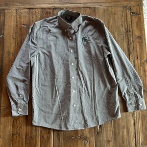 Cutter & Buck Easy Care Stretch Gingham Mens Long Sleeve Dress Shirt MSU